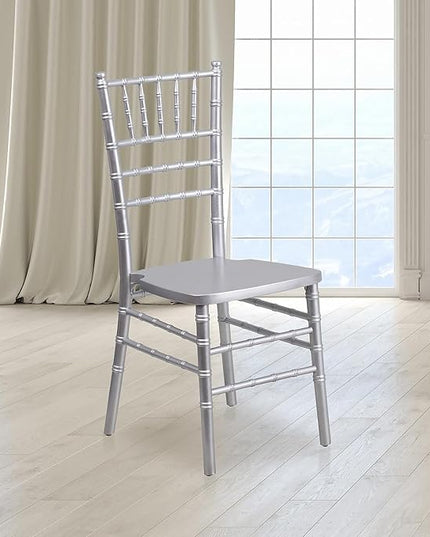 Flash Furniture HERCULES Series Silver Wood Chiavari Chair - LeafyLoom