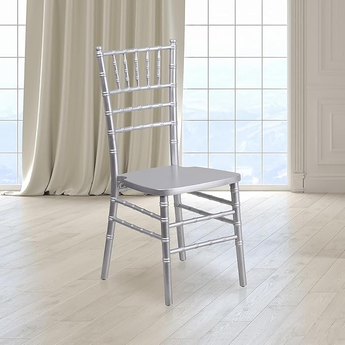 Flash Furniture HERCULES Series Silver Wood Chiavari Chair - LeafyLoom