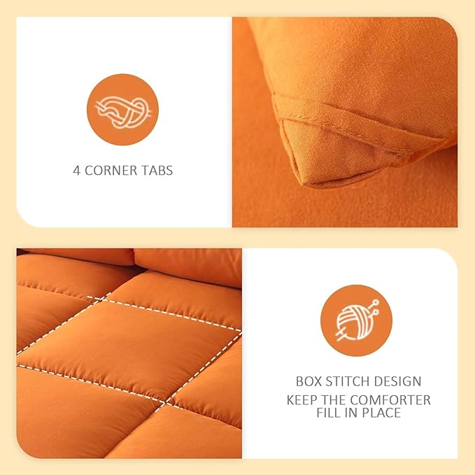WhatsBedding Twin Comforter Set,Burnt Orange Lightweight Bedding Set for All Season Soft Down Alternative Terracotta Bed Set with 1 Pillowcase, Twin Size, 64"x88" - LeafyLoom