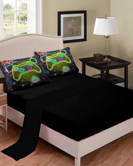 NINENINE Full Size Bedding Sets for Boys,5PCS Gaming Bedding Sets,Full Size Comforter Size for Boys,Boys Bedding Full Size(1Comforter, 1Flat Sheet, 1Fitted Sheet, 2Pillowcases) - LeafyLoom
