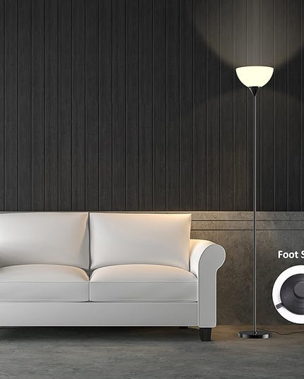 PESRAE Floor Lamp, Remote Control with 4 Color Temperatures, Torchiere Floor lamp for Bedroom, Standing Lamps for Living Room, Bulb Included (Glossy Black) - LeafyLoom