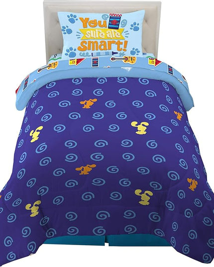 Franco Kids Bedding Super Soft Comforter and Sheet Set, 4 Piece Twin Size, Blues Clues - LeafyLoom