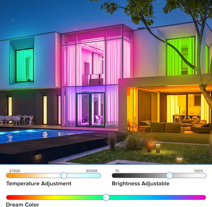 BTF-LIGHTING RGBCCT 5 Colors in 1 LED Tape Lights 5050SMD RGBWW RGB+Dimmable Color Temperature 2700K-6500K 16.4ft 96LED/m 480LED IP65 DC12V White PCB for Home Decoration(No Adapter or Controller) BTF-LIGHTING