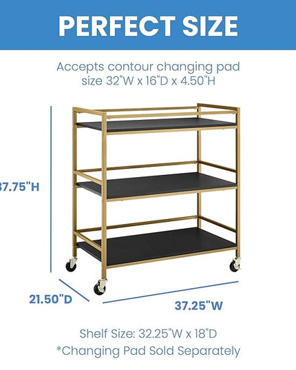 Delta Children Jade Changing Table/Cart, Ebony Melamine/Bronze - LeafyLoom