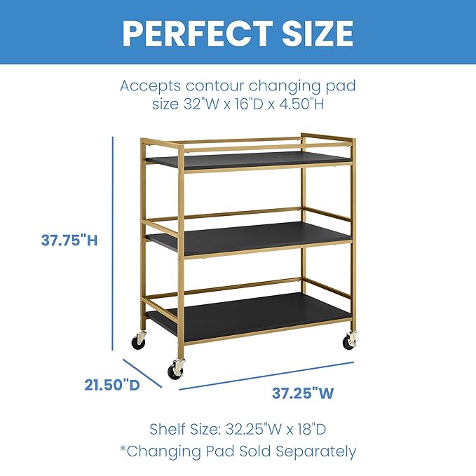Delta Children Jade Changing Table/Cart, Ebony Melamine/Bronze - LeafyLoom