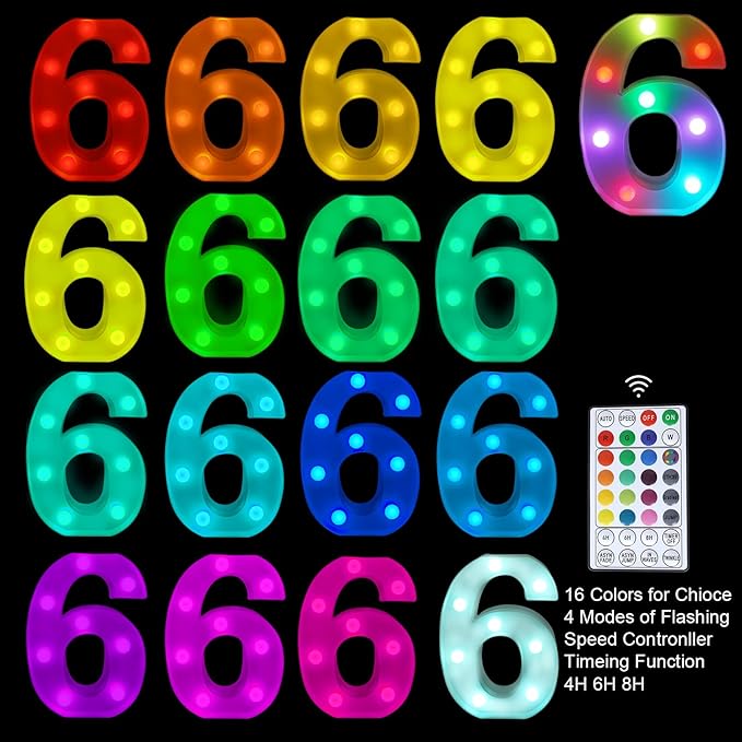 Letter LED Lights, 16 Colors Changing LED Marquee Letter Lights, Dimmable Night Lights for Wedding, Birthday, Holiday, Party, Bar, Christmas Decoration,Dorm Room Decor-Multicolor 6 - LeafyLoom