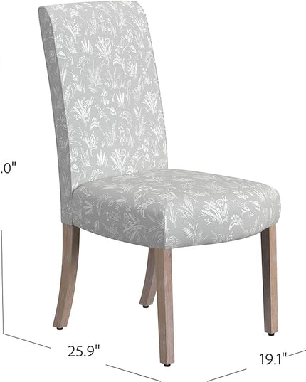 HomePop Classic Parsons Dining Chairs, Light Gray Floral with Animal Motifs(Set of 2) - LeafyLoom