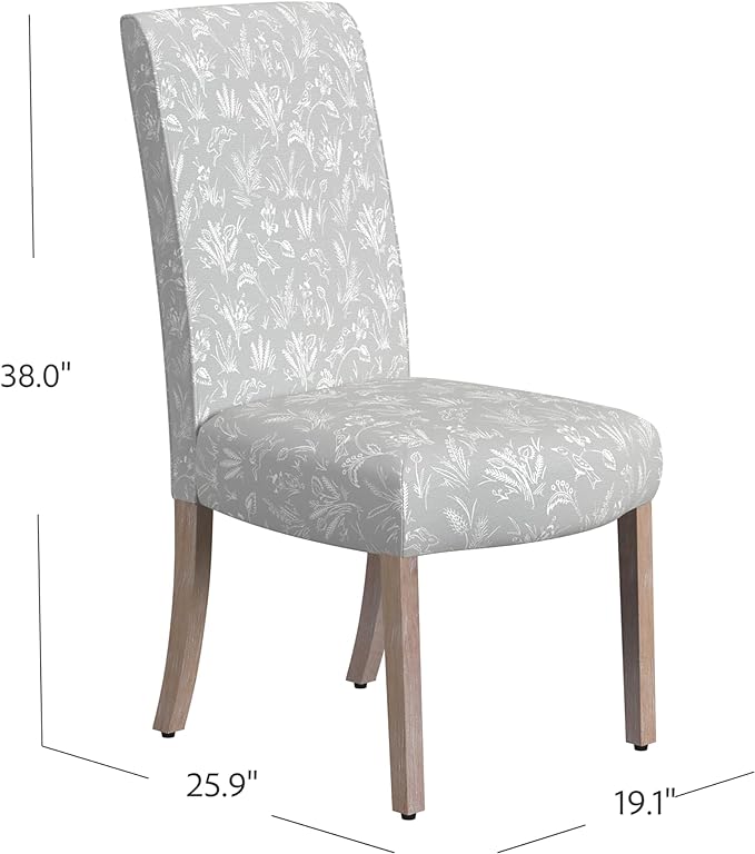 HomePop Classic Parsons Dining Chairs, Light Gray Floral with Animal Motifs(Set of 2) - LeafyLoom