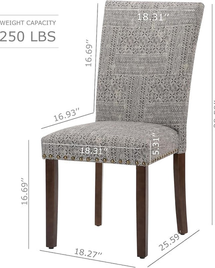 COLAMY Upholstered Parsons Dining Chairs Set of 4, Fabric Dining Room Kitchen Side Chair with Nailhead Trim and Wood Legs - Boho - LeafyLoom