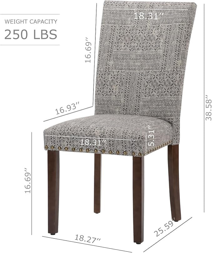 COLAMY Upholstered Parsons Dining Chairs Set of 4, Fabric Dining Room Kitchen Side Chair with Nailhead Trim and Wood Legs - Boho - LeafyLoom