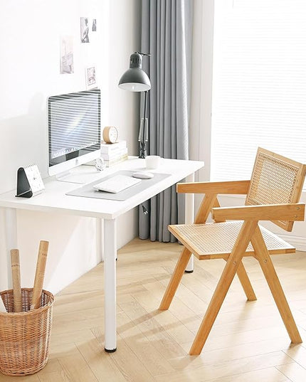 Rattan Dining Chairs Set of 2, Modern Mid Century Accent Chairs, Comfy Armchairs, Outdoor Rattan Chairs with Armrest for Bedroom Living Room Reading Room Dining Kitchen - LeafyLoom