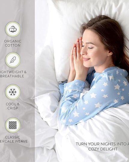 Purity Home Organic 100% Cotton King Size Sheets Set Light Green, Percale Weave King Bedding Set, Crisp, Cooling & Breathable Light Green Bed Sheets King Size, Fits Mattress Upto 16" Deep Pocket - LeafyLoom