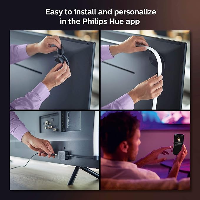 Philips Hue Play Gradient 55" Smart TV Light Strip - Flowing Multicolor LED Color-Changing TV BackLight - Sync with TV, Music, and Gaming - Requires Bridge and Sync Box - Control with App or Voice PhilipsHue