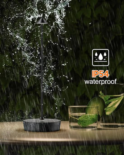Cordless Rechargeable Table Lamp, 6000mAh Outdoor Waterproof Battery Operated Table Light LED Touch Dimmable Desk Lamps for Patio Dining Restaurant Home Living Room Black - LeafyLoom