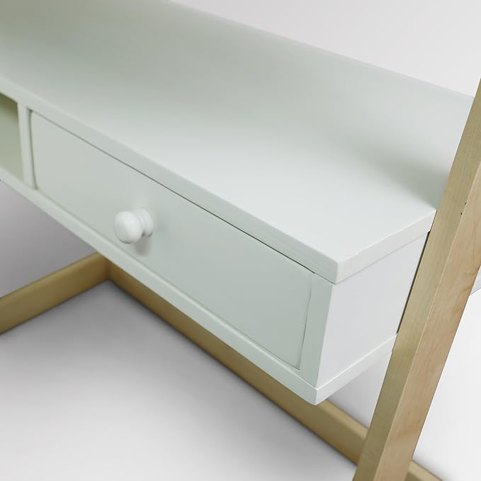 American Trails Freestanding Ladder Desk With Drawer, Natural Maple/White - LeafyLoom