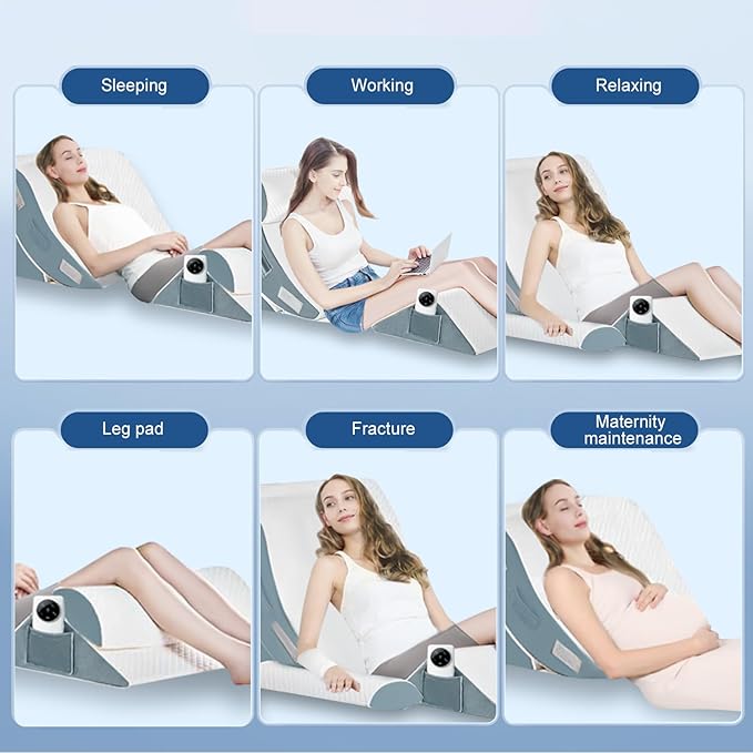 4Pcs Orthopedic Bed Wedge Pillow Set for Sleeping, Memory Foam Bed Wedge Pillow for Post Surgery, Back, Neck, Knee Pain Relief, Adjustable Sleeping Wedge Pillow with Washable Cover - LeafyLoom