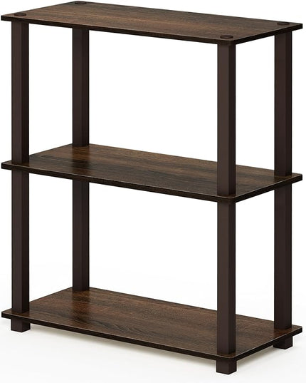 Furinno Turn-S-Tube 3-Tier Compact Multipurpose Shelf with Square Tube, Walnut/Brown (18025WN/BR) - LeafyLoom