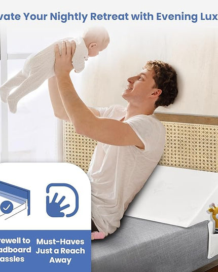 Wedge Pillow Headboard, Ultimate Comfort Bed Wedge Pillow for Headboard, Relaxation Bed Gap Filler for Twin(39"x10"x6"), Foam Pillow Wedge for Headboard Gap, Overall Bed Gap Filler. - LeafyLoom