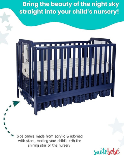 Suite Bebe Celeste 3 in 1 Convertible Island Crib Wood and Acrylic, Navy Blue - LeafyLoom