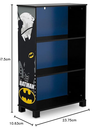 Delta Children Deluxe 3-Shelf Bookcase - Ideal for Books, Homeschooling & More, DC Comics Batman - Greenguard Gold Certified, Decor - LeafyLoom