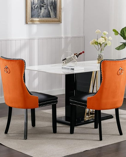 NicBex Haerin-SD-00105-LWJ Dining Chairs, 25.5"x19.7"x37.5", Black and Orange - LeafyLoom