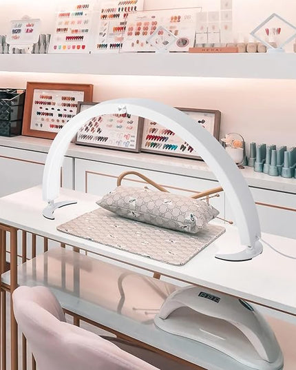 Half Moon Light for Nail Desk, 29in Half Moon Table Lamp Nail Desk Lamp with Wire Controller & Remote, Lash Light Lamp for Eyelash Extensions Tattoo PMU, 7 Cool/Warm Tones & 10 Brightness - LeafyLoom
