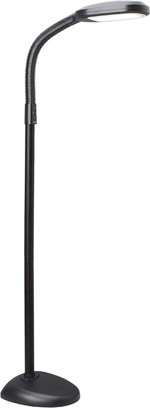 Verilux SmartLight Full Spectrum LED Modern Floor Lamp with Adjustable Brightness, Flexible Gooseneck and Easy Controls - Reduces Eye Strain and Fatigue - Ideal for Reading, Artists, Craft (Black) - LeafyLoom