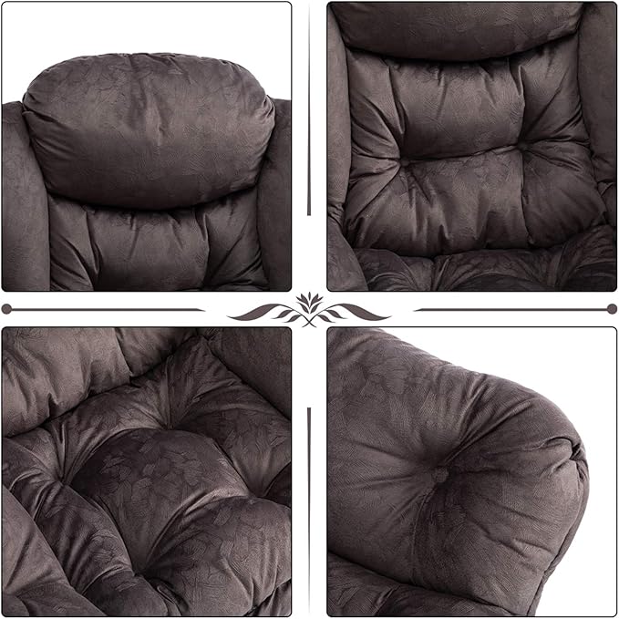 AbocoFur Modern Fabric Large Lazy Chair, Accent Oversized Comfy Reading Chair, Thick Padded Cozy Lounge Chair with Armrest, Steel Frame Leisure Sofa Chair for Living Room, Bedroom, Dorm, Coffee - LeafyLoom