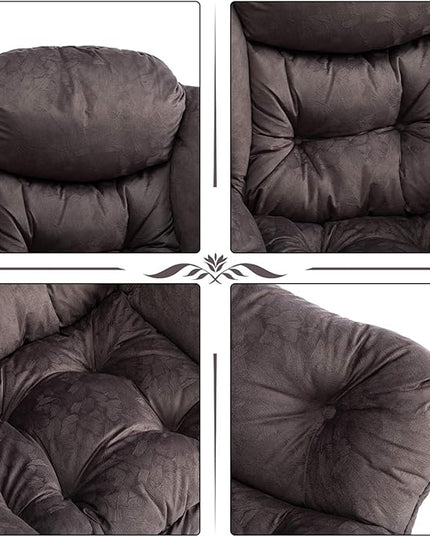 AcozyHom Modern Fabric Large Lazy Chair, Accent Oversized Comfy Reading Chair, Thick Padded Cozy Lounge Chair with Armrest, Steel Frame Leisure Sofa Chair for Living Room, Bedroom, Dorm, Coffee - LeafyLoom