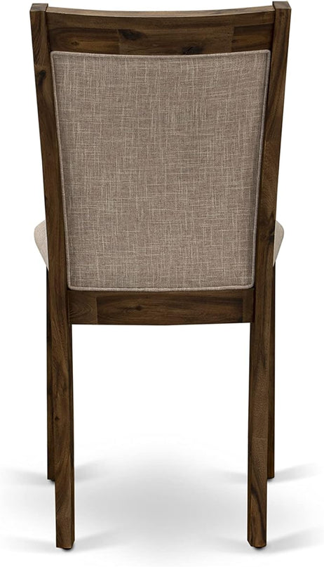 East West Furniture Dublin 5 Piece Kitchen Set for 4 Includes a Round Room Table with Dropleaf and 4 Light Tan Linen Fabric Parsons Dining Chairs, 42x42 Inch, Natural Walnut - LeafyLoom