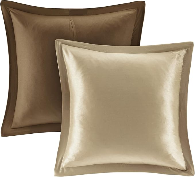 Madison Park Essentials Brystol 24 Piece Room in a Bag Faux Silk Comforter Jacquard Paisley Design Matching Curtains Down Alternative Hypoallergenic All Season Bedding-Set, King(104"x92"), Brown - LeafyLoom