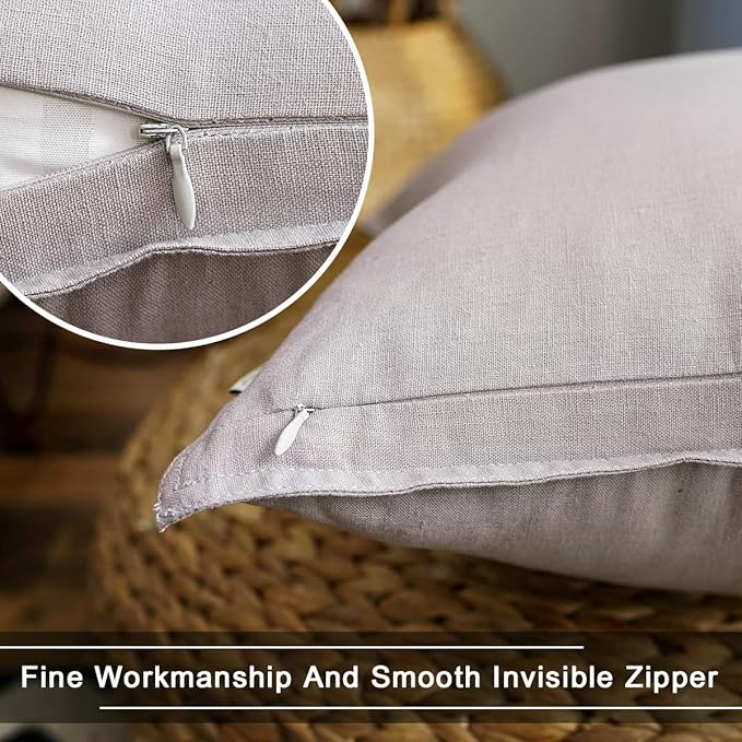 Jeanerlor SureGuard Pillowcase Cousion Cover Decor Cotton Linen with Unique Design to Embellish Study Room/House/Office Set of 2, 20"x20"(50 x 50cm), Silver Grey - LeafyLoom
