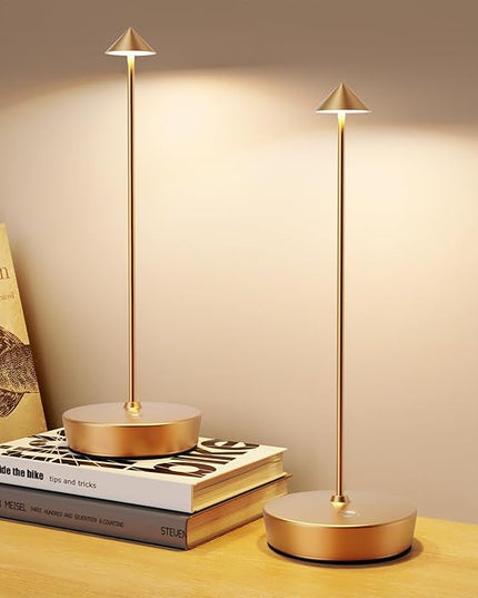 Cordless Table Lamp Rechargeable, LED Portable Outdoor Table Lamp Waterproof 6000mAh Battery Desk Lamp, 3 Color Stepless Dimming Table Light for Restaurant/Bedroom/Bar/Outdoor Party - LeafyLoom