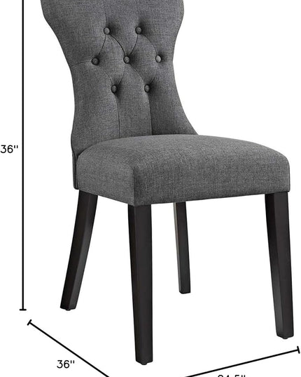 Modway Silhouette Modern Tufted Upholstered Fabric Parsons Two Dining Chairs in Gray - LeafyLoom