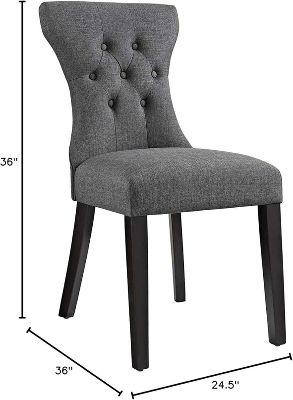 Modway Silhouette Modern Tufted Upholstered Fabric Parsons Two Dining Chairs in Gray - LeafyLoom