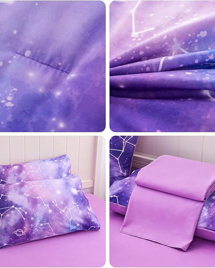Twin Comforter Set for Girls Galaxy Bedding 7pieces, Ombre Bedding Comforter Sets Rainbow Comforter, Glitter Bedding Twin Teen Comforter Sets for Girls（Multicolor - LeafyLoom