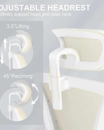 Misolant Ergonomic Office Chair with Footrest, Ergonomic Desk Chair with Adjustable 2D Lumbar Support, High Back Office Chair with Adjustable Headrest, Comfortable Executive Office Chair - LeafyLoom