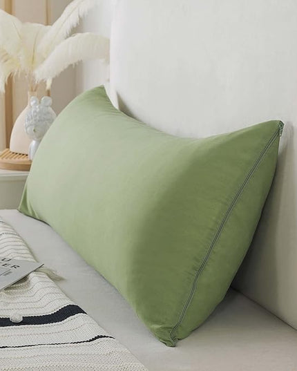 WhatsBedding Memory Foam Body Pillow with Breathable Zippered Cotton Cover, Full Body Pillow for Adults, Long Pillow for Sleeping, Firm Body Pillow Fluffy Supportive - Sage Green - LeafyLoom