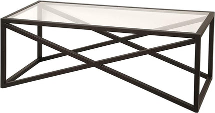Calix 46'' Wide Rectangular Coffee Table in Blackened Bronze - LeafyLoom