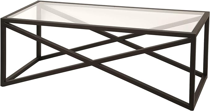 Calix 46'' Wide Rectangular Coffee Table in Blackened Bronze - LeafyLoom