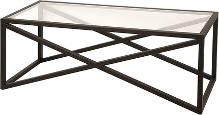 Calix 46'' Wide Rectangular Coffee Table in Blackened Bronze - LeafyLoom