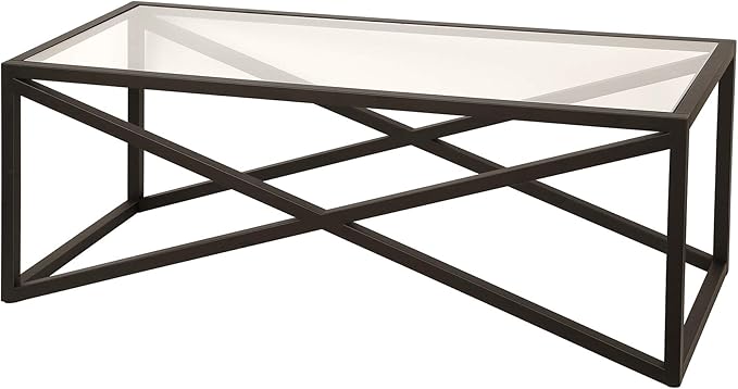 Calix 46'' Wide Rectangular Coffee Table in Blackened Bronze - LeafyLoom