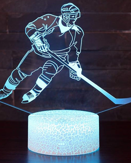 WMH Hockey Night Light with 7 Colors Changing- LED 3D Optical Illusion Lamp for Kids Room Decor and Hockey Fans (Hockey) - LeafyLoom