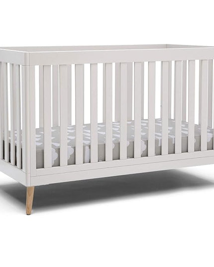 Delta Children Essex 4-in-1 Convertible Baby Crib, Bianca White with Natural Legs - LeafyLoom