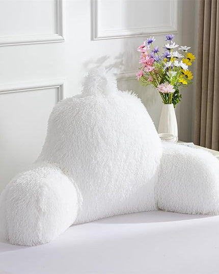 Aimuan Reading Pillow Bed Rest Wedge Large Adult Backrest Pillow with Arms Back Support for Sitting Up in Bed Cushion Incline Rest Sleeping Snoring Pillow,Whtie Standard - LeafyLoom