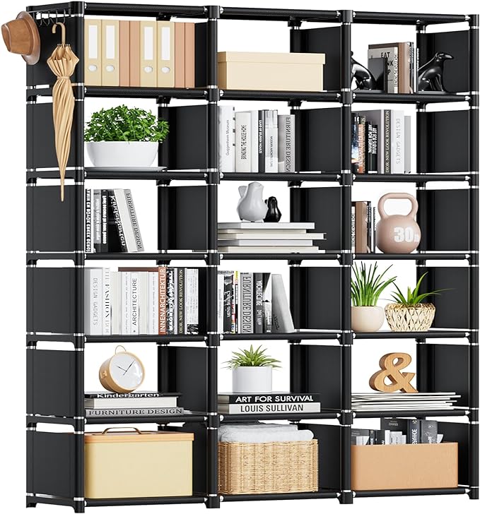 Mavivegue Bookcase, 18-Cube Extra Large Book Shelf, DIY Cube Storage Organizer for Bedroom, Living Room, Home Office - Black - LeafyLoom