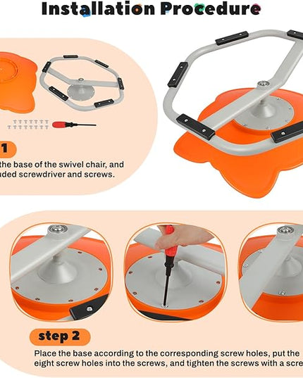 Sensory Toys Kids Swivel Chair, Autism Kids Swivel Chair, Elephant Sit and Spin Seat Balance Chair Indoor for Child Age 3+, Regulating Toddler’s Body Balance, Metal Base Non-Slip Orange - LeafyLoom