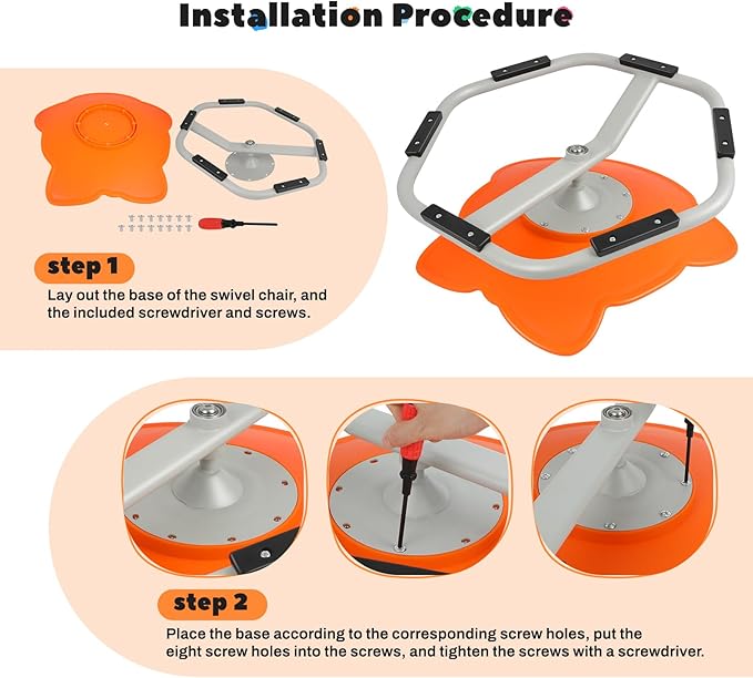 Sensory Toys Kids Swivel Chair, Autism Kids Swivel Chair, Elephant Sit and Spin Seat Balance Chair Indoor for Child Age 3+, Regulating Toddler’s Body Balance, Metal Base Non-Slip Orange - LeafyLoom