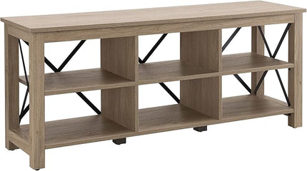 Henn&Hart Rectangular TV Stand for TV's up to 65" in Antiqued Gray Oak, TV Stands for the Living Room - LeafyLoom