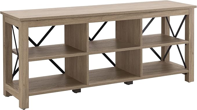 Henn&Hart Rectangular TV Stand for TV's up to 65" in Antiqued Gray Oak, TV Stands for the Living Room - LeafyLoom